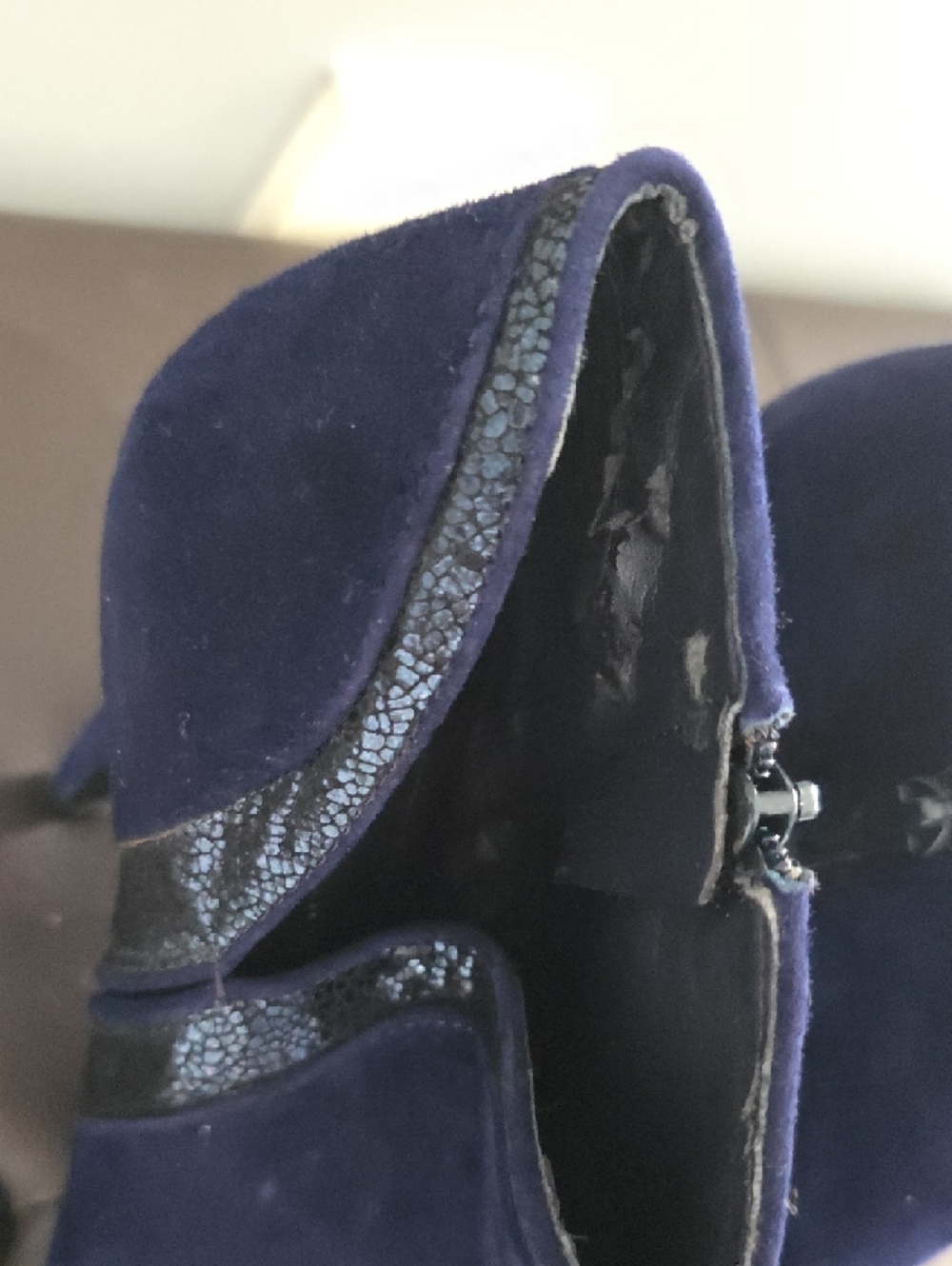 BCBGeneration Deep Blue Suede Pointed Toe Ankle Booties - Picture 3 of 6
